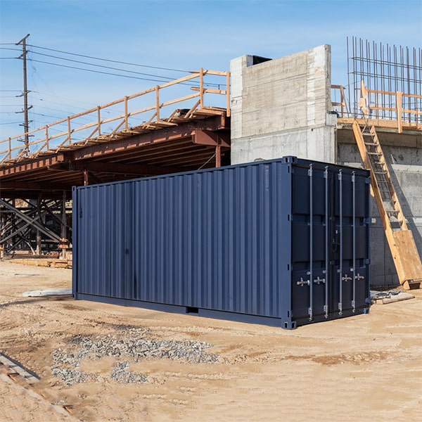 construction site storage containers can be easily relocated using a flatbed truck or similar method